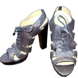 ▶️ Coach ◀️ Moreen Metallic Snake Gladiator Heels
